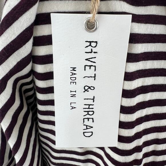 Rivet & Thread Madewell Oversized Tee Stripe Purple White Short Sleeves XL NEW - Picture 9 of 12